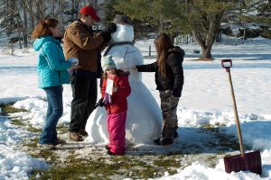 family and snowman