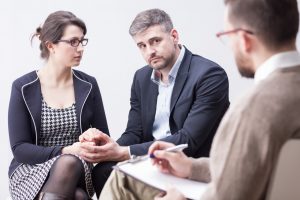 couple in family mediation moment