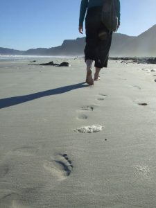 footsteps on beach