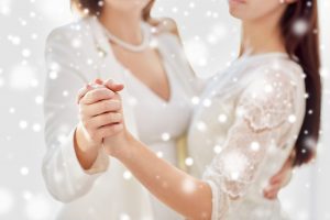 lesbian brides dancing